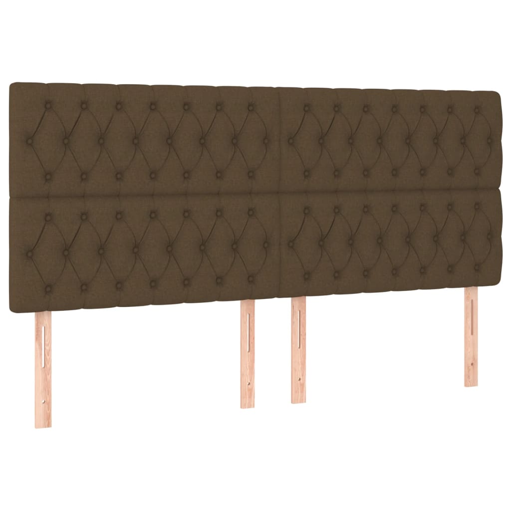 Cabeceira de cama c/ luzes LED tecido 200x7x118/128cm castanho