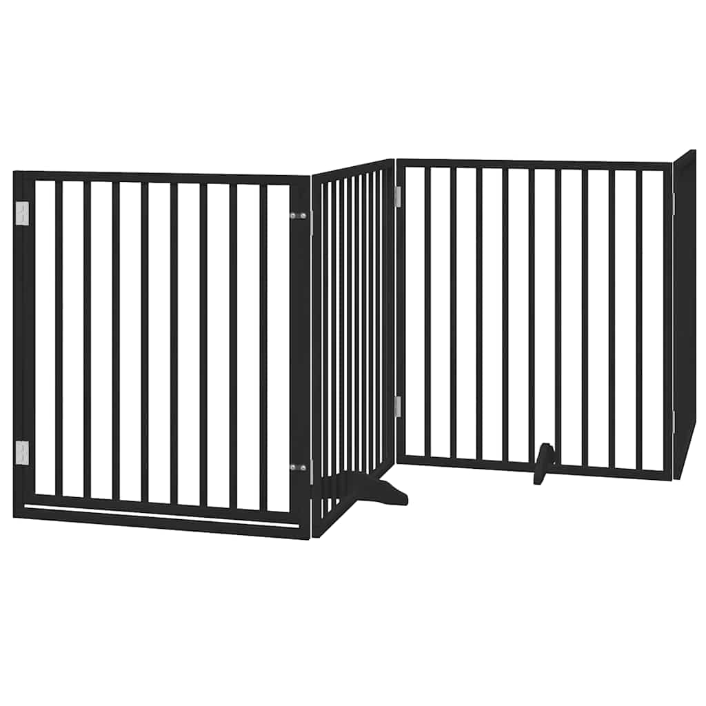 Portão p/ cães com porta dobrável 10 painéis 800 cm álamo preto