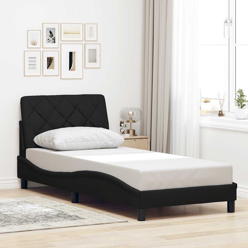 Estrutura de cama sem colchão 90x200 cm tecido preto