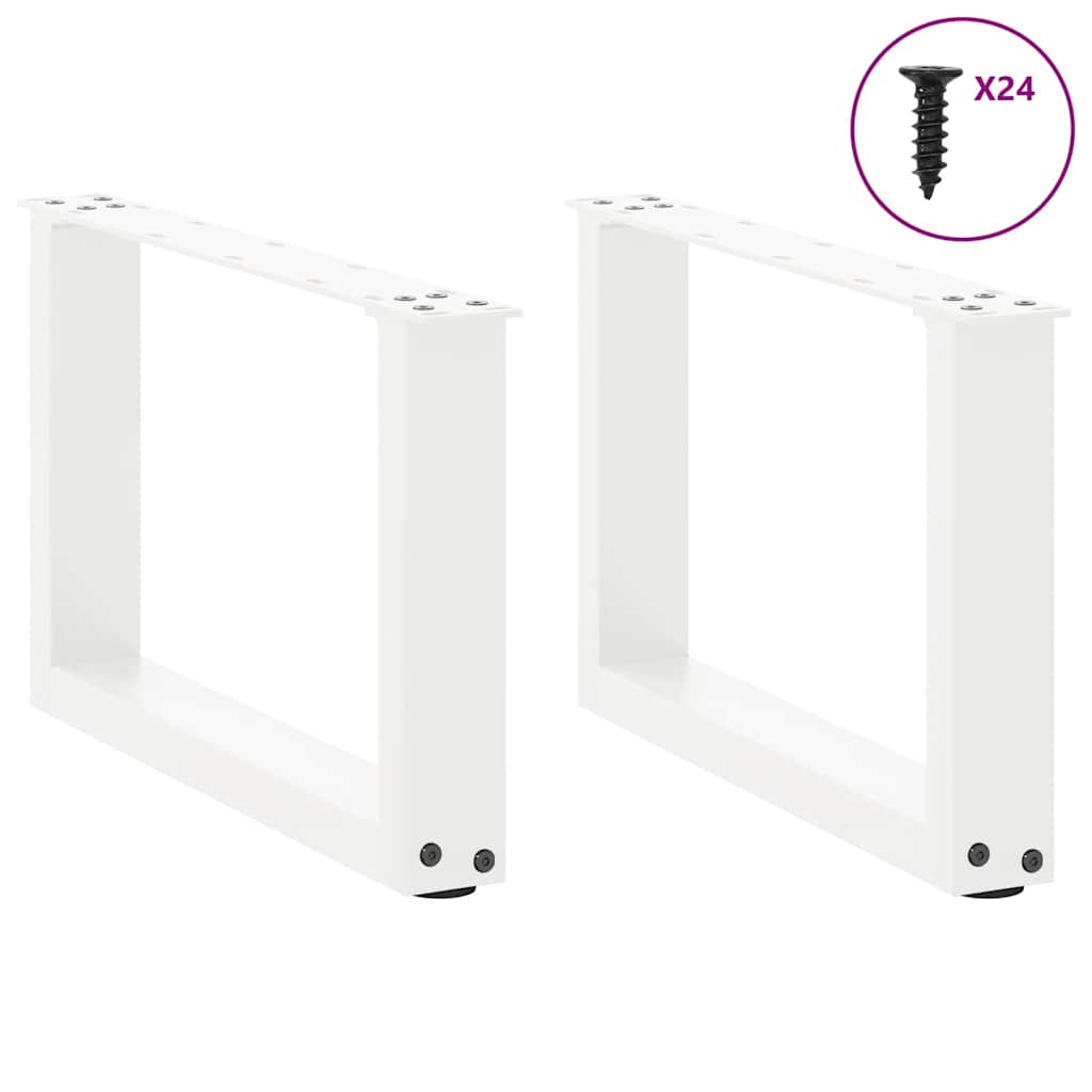 Pés para mesa de centro em formato de u, 2 peças, branco, 50x(30-31) cm, aço