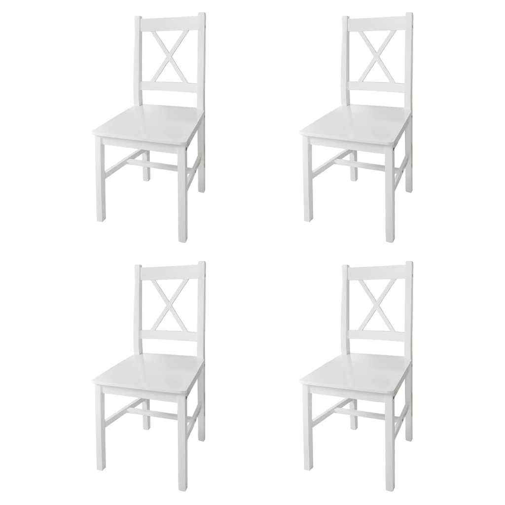Cadeiras de jantar 4 pcs madeira de pinho branco