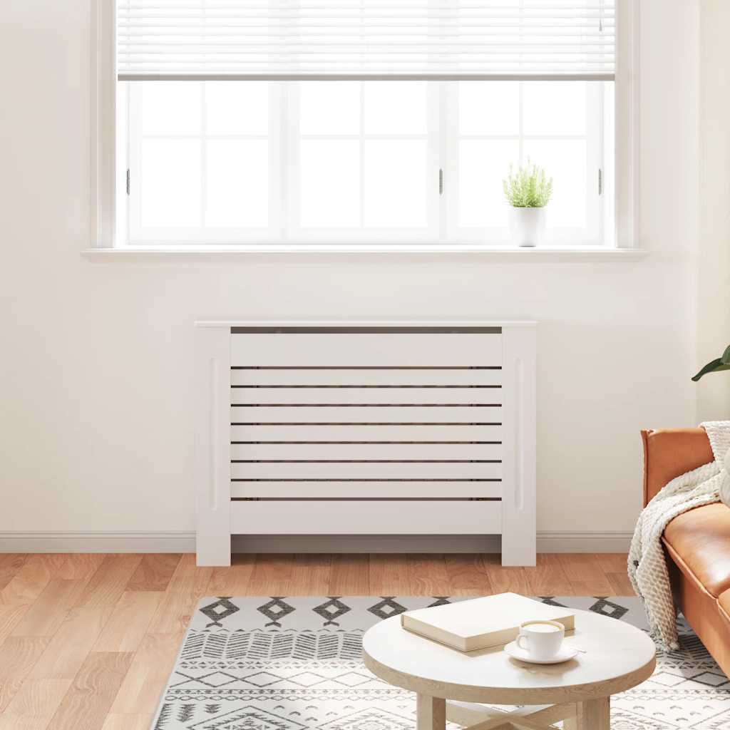 Cobertura de radiador 112x19x81,5 cm MDF branco