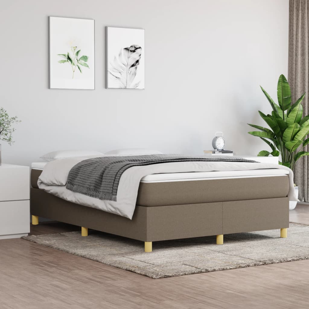 Estrutura de cama com molas 140x190 cm tecido castanho-acinzentado