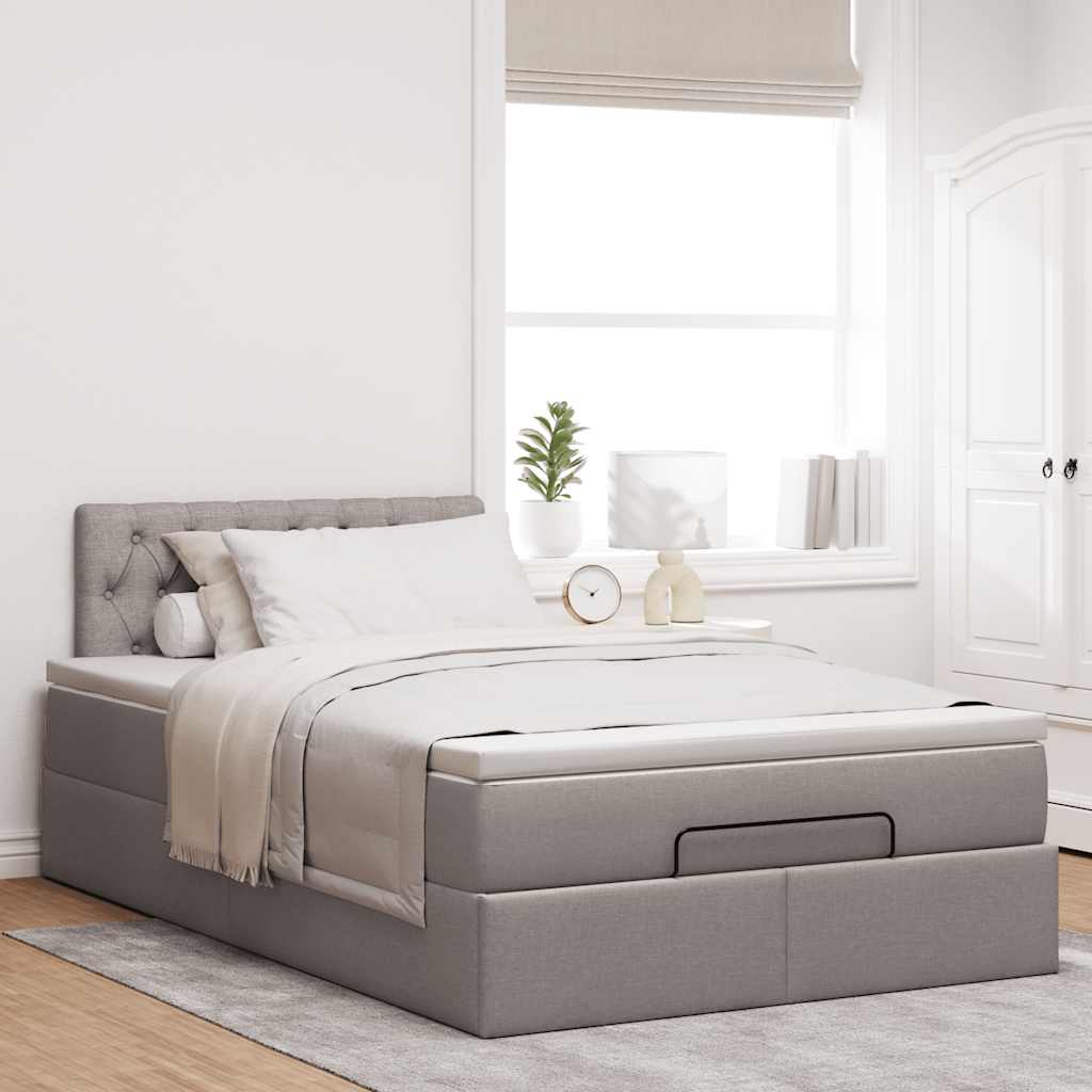 Moldura de cama otomana com tecido cinza 120x200cm