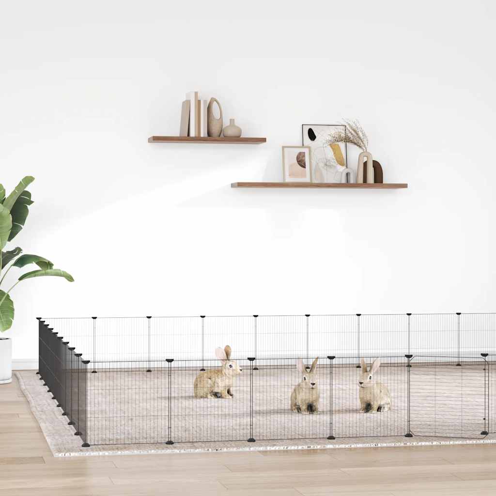 Gaiola p/ animais de 36 painéis c/ porta 35x35 cm aço preto