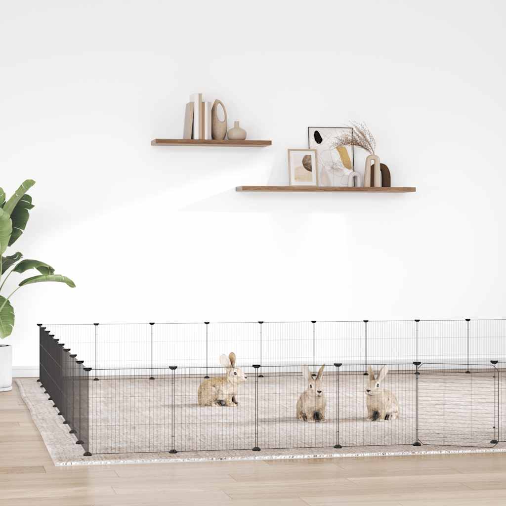 Gaiola p/ animais de 36 painéis c/ porta 35x35 cm aço preto