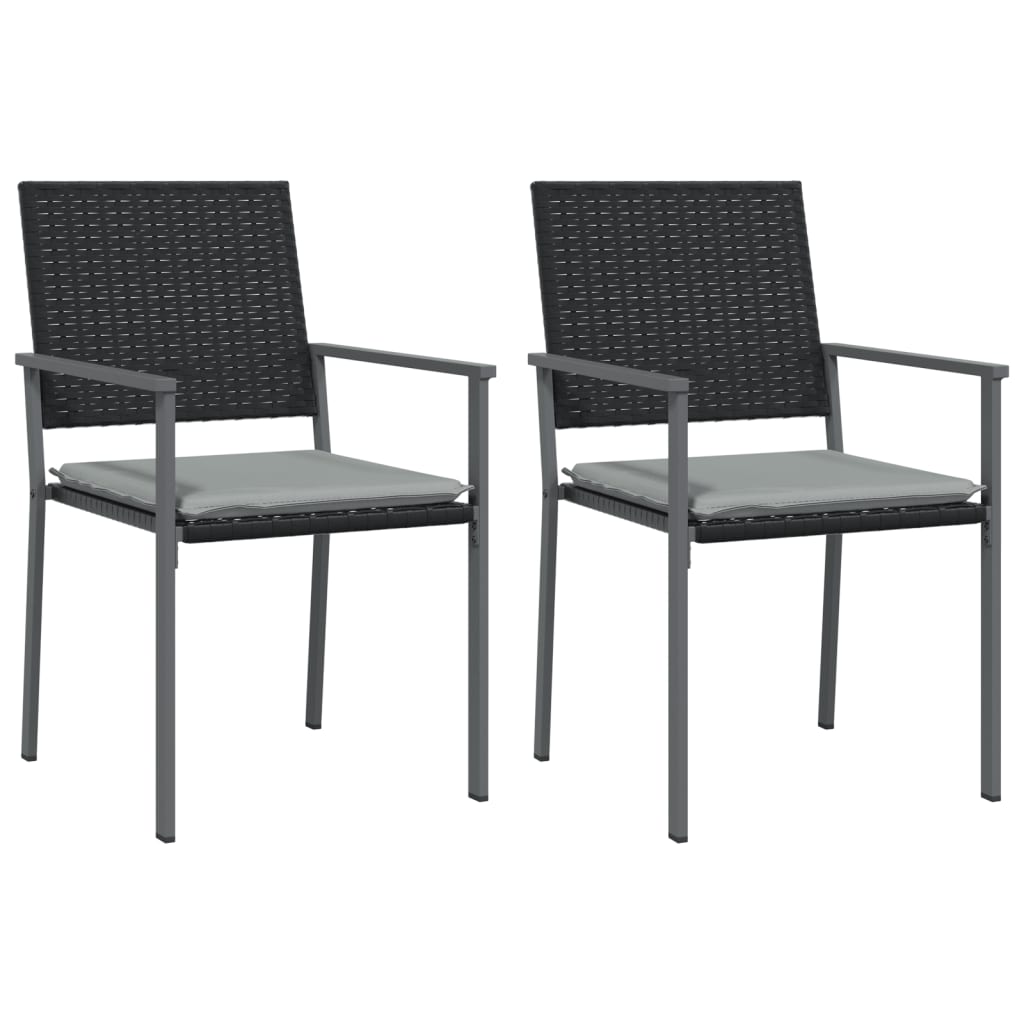 3 Pcs conjunto de jantar p/ jardim c/ almofadões vime PE e aço