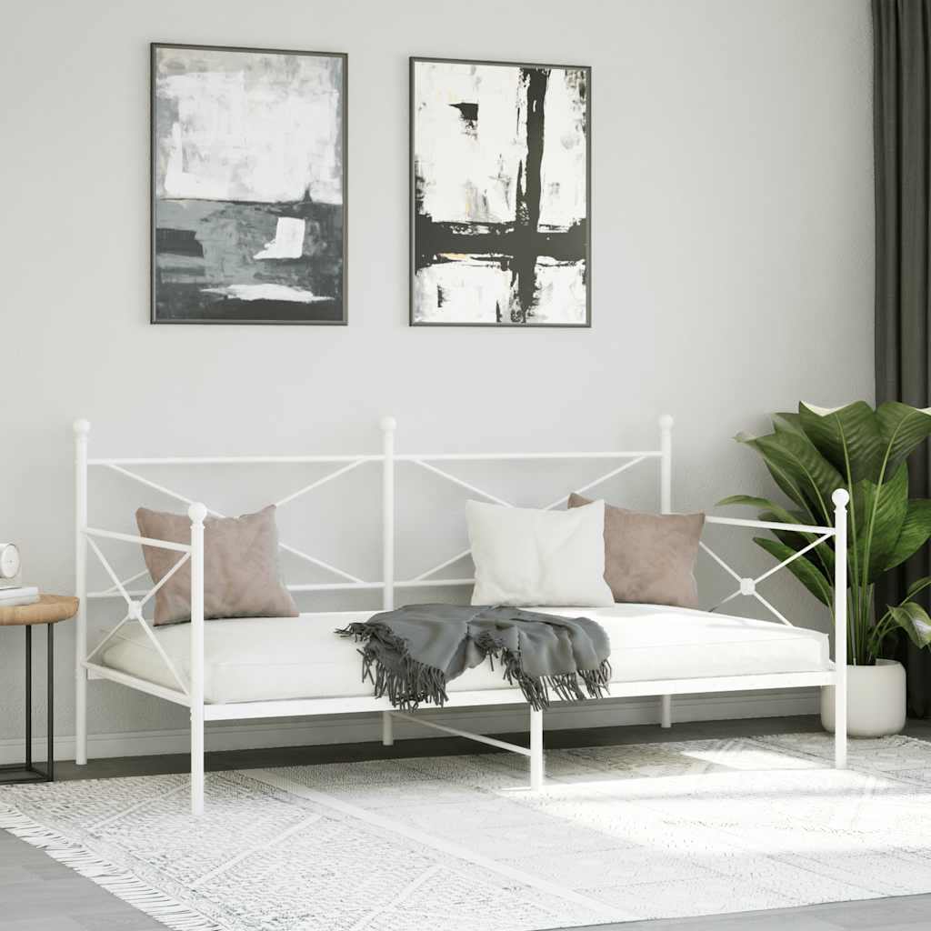Cama de dia sem colchão 100x200 cm aço branco