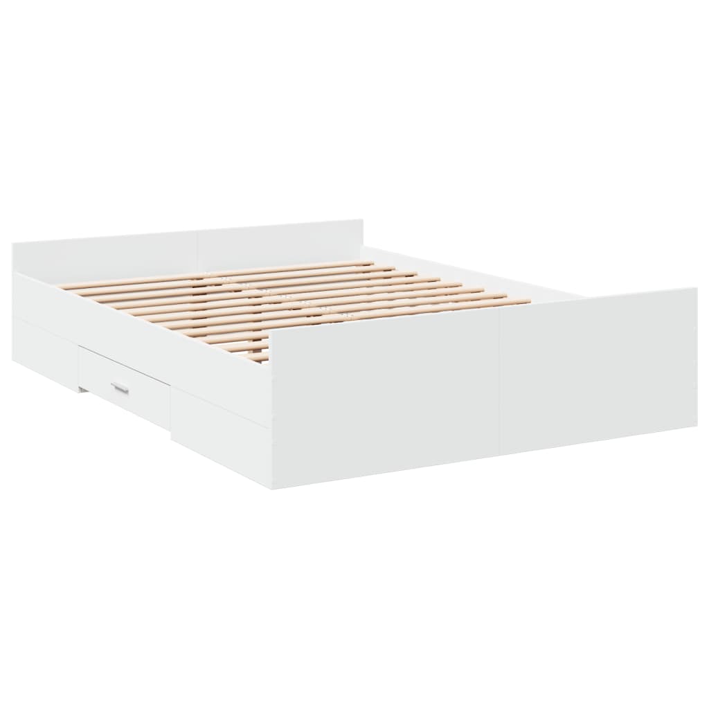 Estrutura de cama c/ gavetas 135x190cm derivados madeira branco