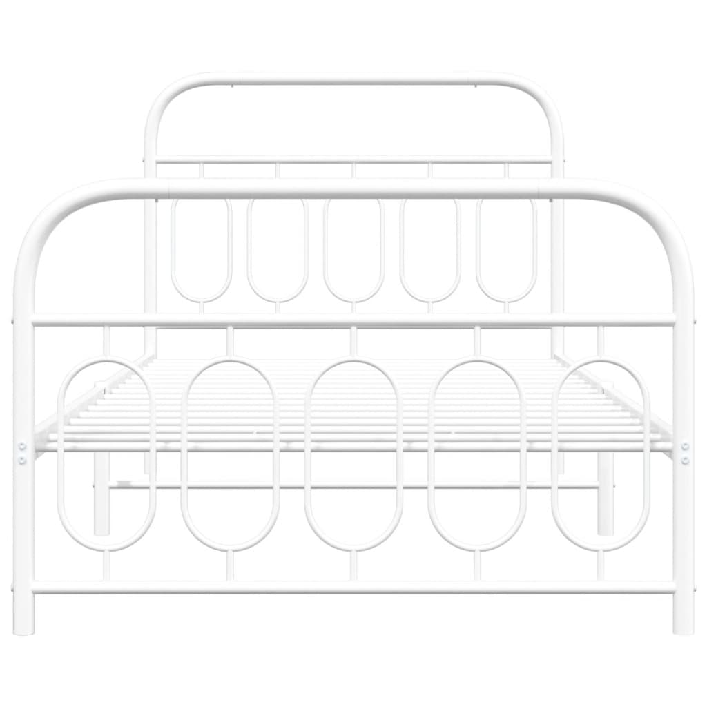 Estrutura de cama com cabeceira e pés 100x190 cm metal branco