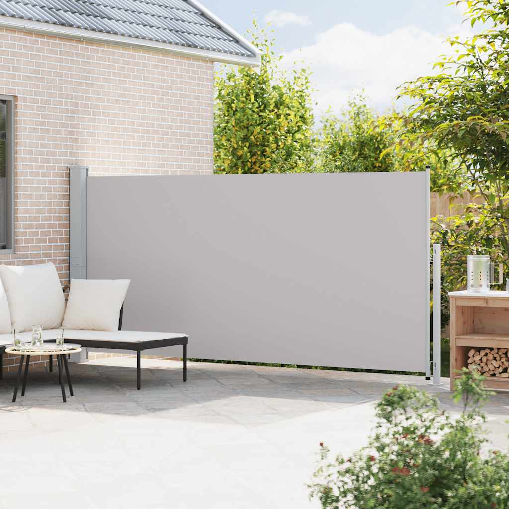 Toldo lateral retrátil para pátio 180x500 cm cinzento