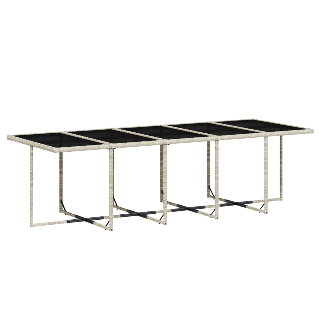 15 Pcs conj. jantar jardim c/ almofadões vime PE cinzento-claro