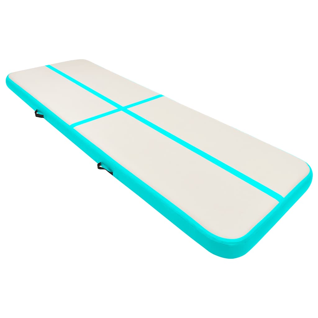 Colchão de ginástica insuflável c/ bomba 400x100x20cm PVC verde