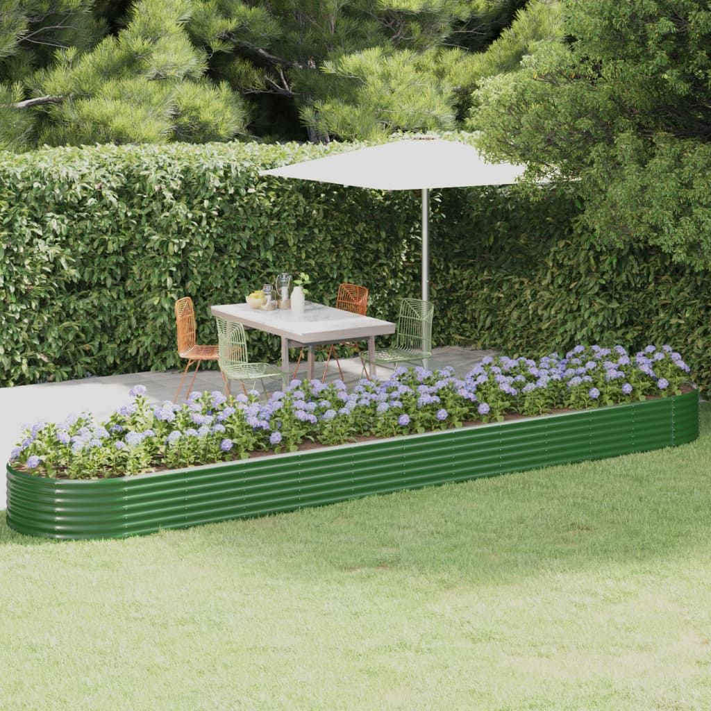 Canteiro elevado jardim 507x100x36 cm aço galvanizado verde