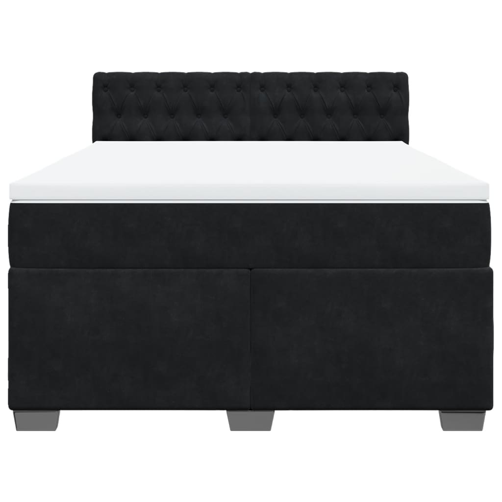 Cama com molas/colchão 160x200 cm veludo preto