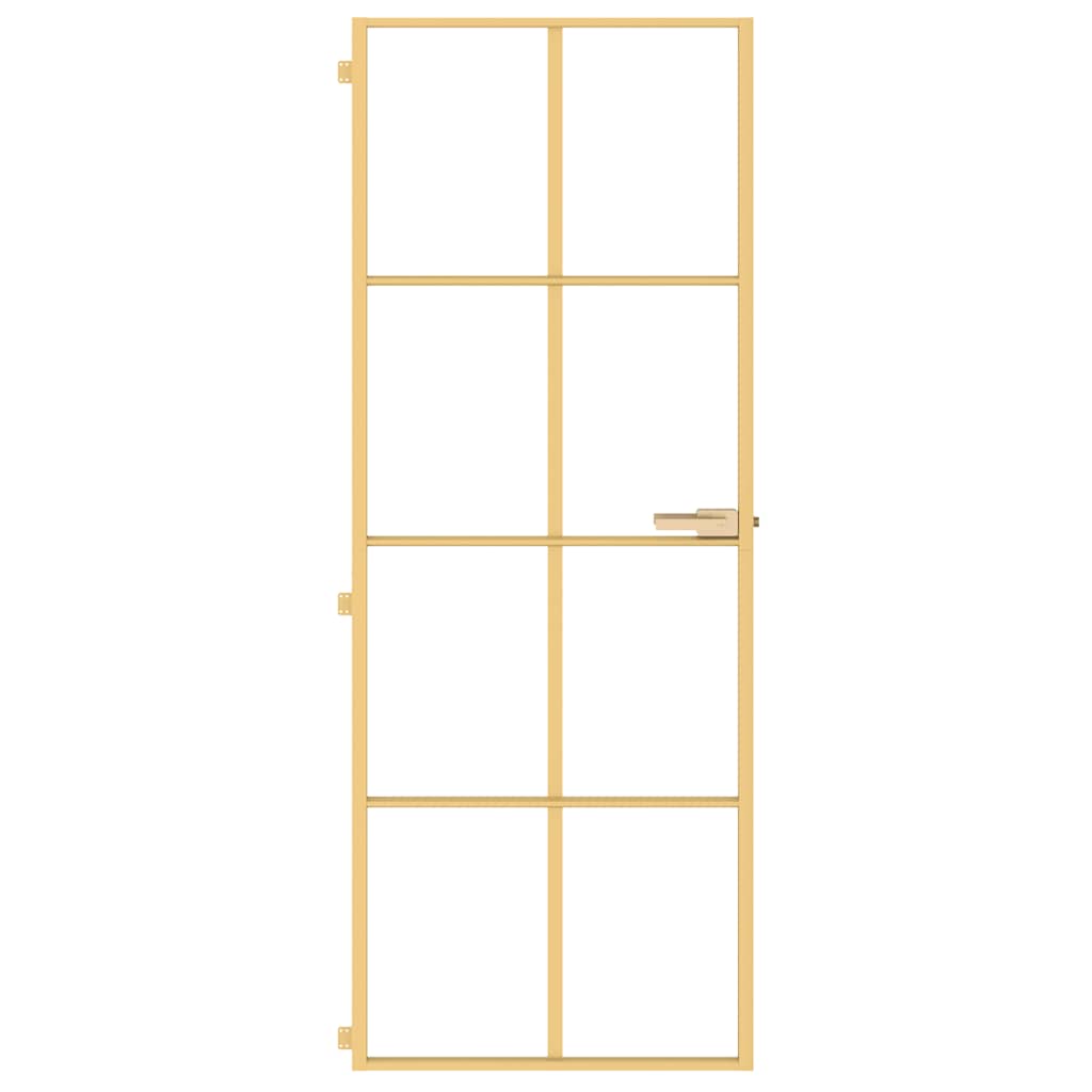 Porta interior 76x201,5 cm vidro temperado e alumínio dourado