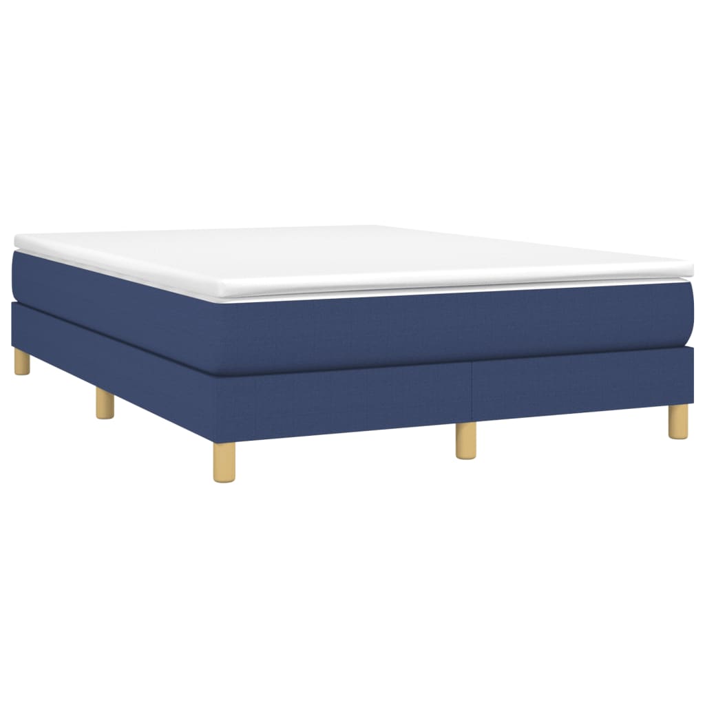 Estrutura de cama com molas 140x190 cm tecido azul