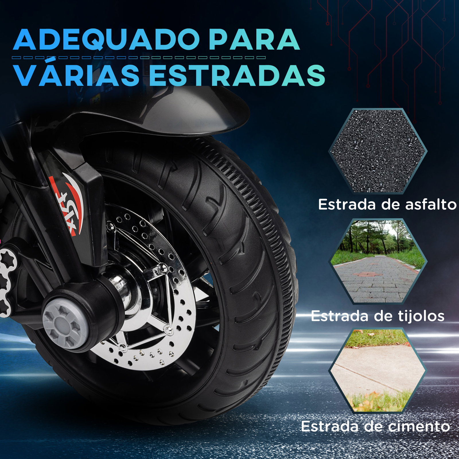 Motocicleta elétrica infantil com 3 rodas para crianças acima de 3 anos bateria 6v com luzes e música 86x42x52 cm branco