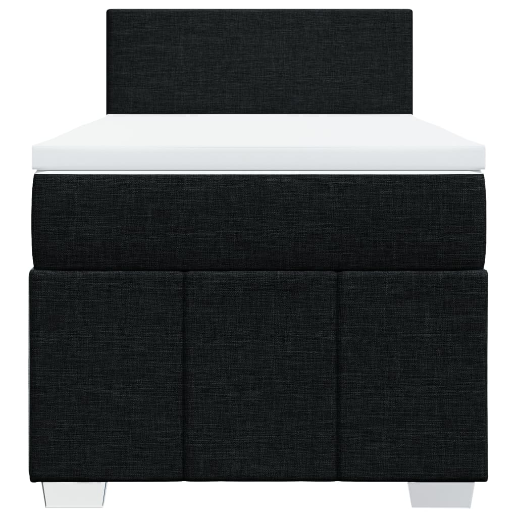 Cama com molas/colchão 80x200 cm tecido preto