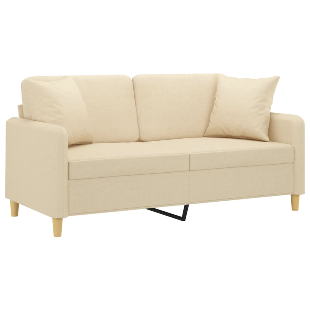 Sofá 2 lugares + almofadas decorativas 140 cm tecido cor creme