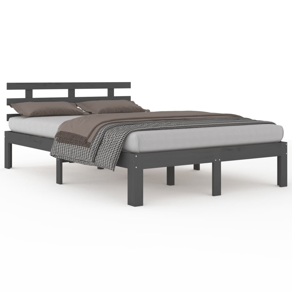 Estrutura de cama 200x200 cm madeira maciça cinzento