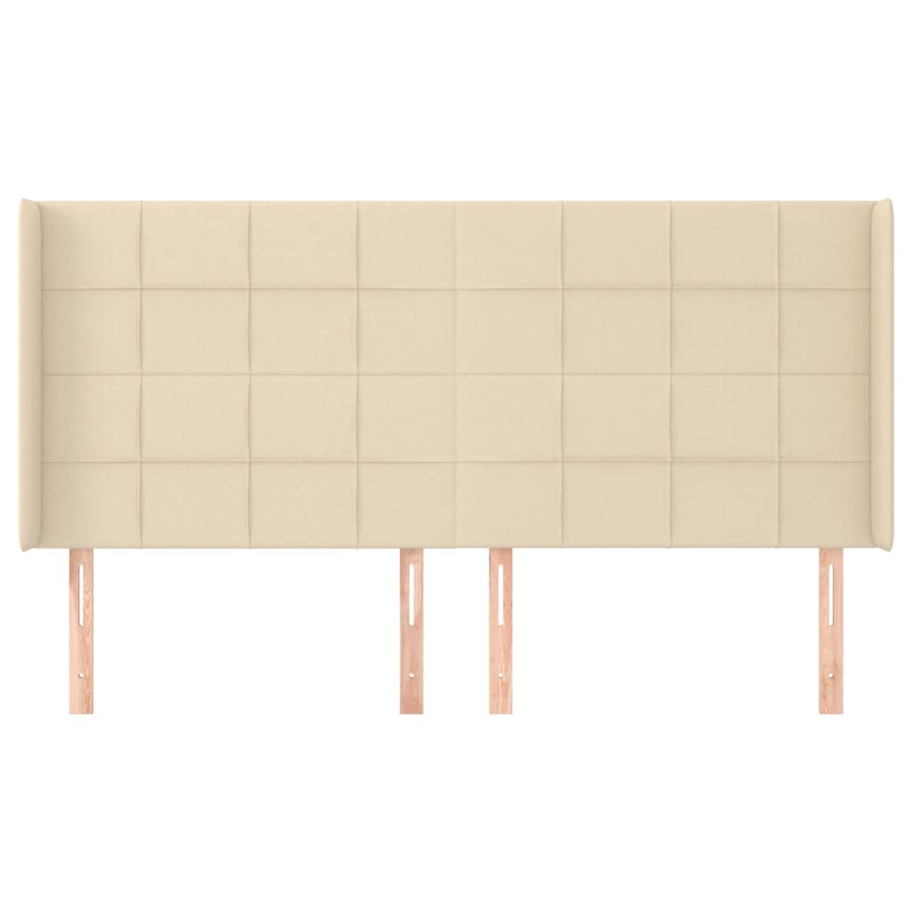 Cabeceira de cama c/ abas tecido 203x16x118/128 cm creme