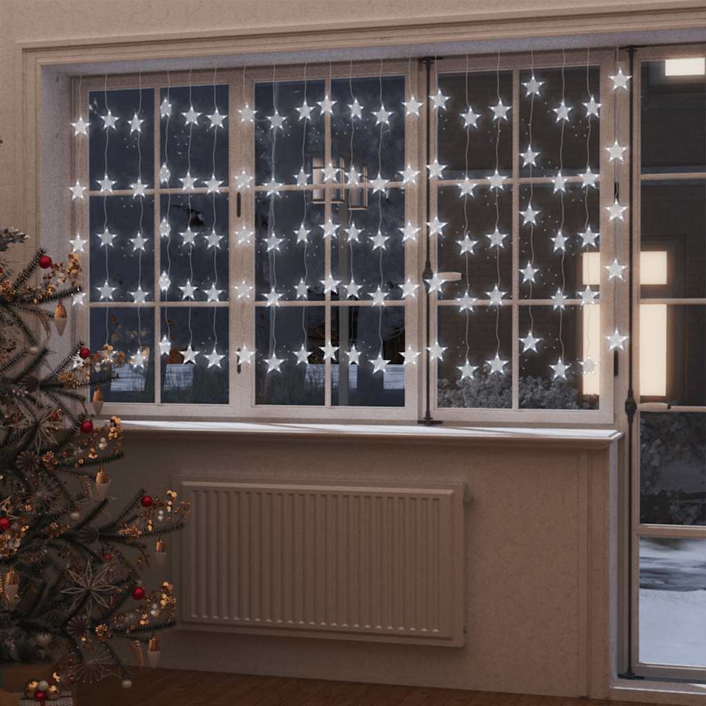 Cortina iluminação c/ estrelas 500 leds 8 funções branco frio