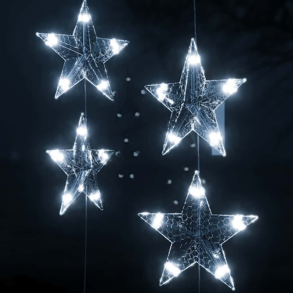 Cortina iluminação c/ estrelas 500 leds 8 funções branco frio