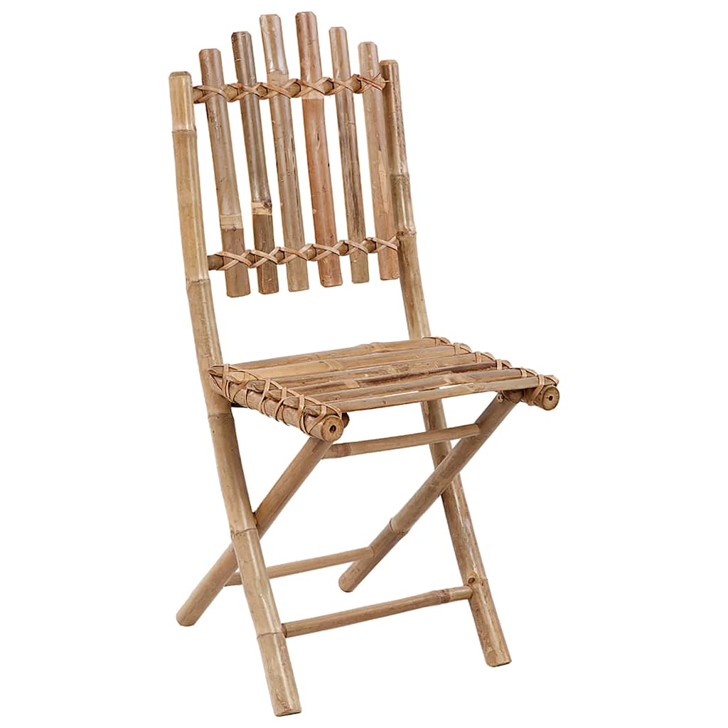 Cadeiras de jardim dobráveis c/ almofadões 2 pcs bambu