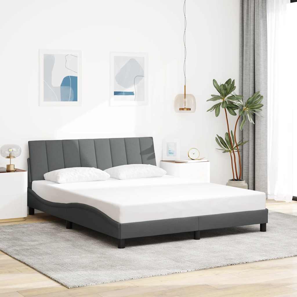Estrutura de cama sem colchão hanko 160x200 cm tecido cinzento-escuro