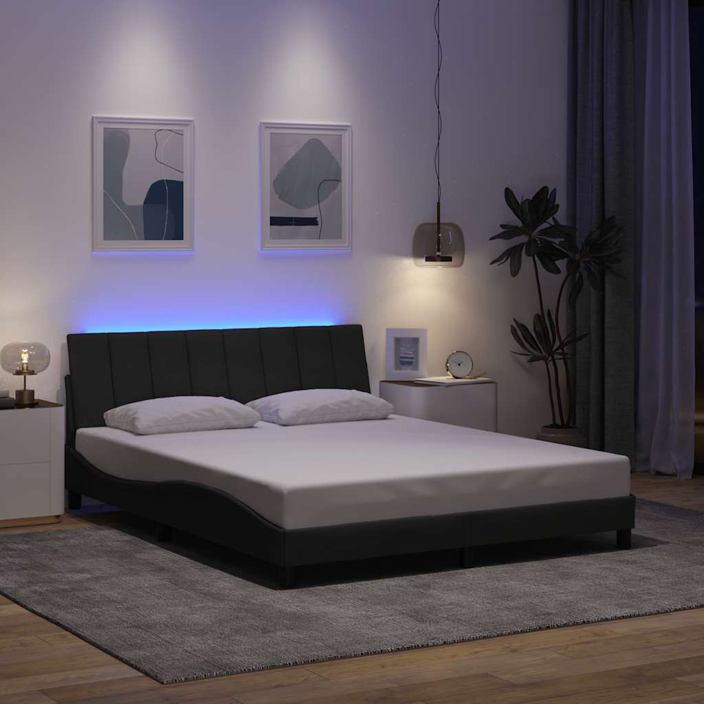 Estrutura de cama sem colchão hanko 160x200 cm tecido cinzento-escuro