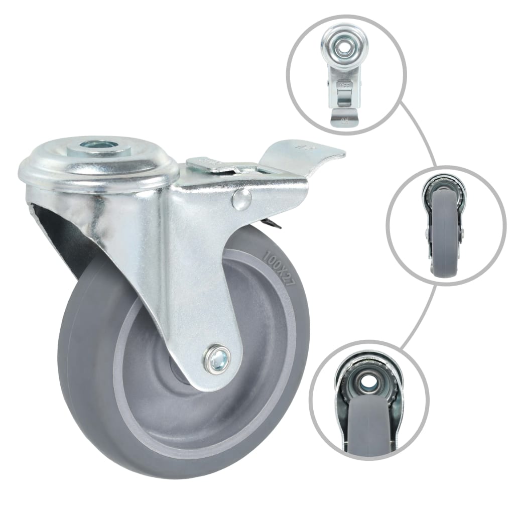 12 Pcs rodas giratórias com orifício para parafuso 100 mm