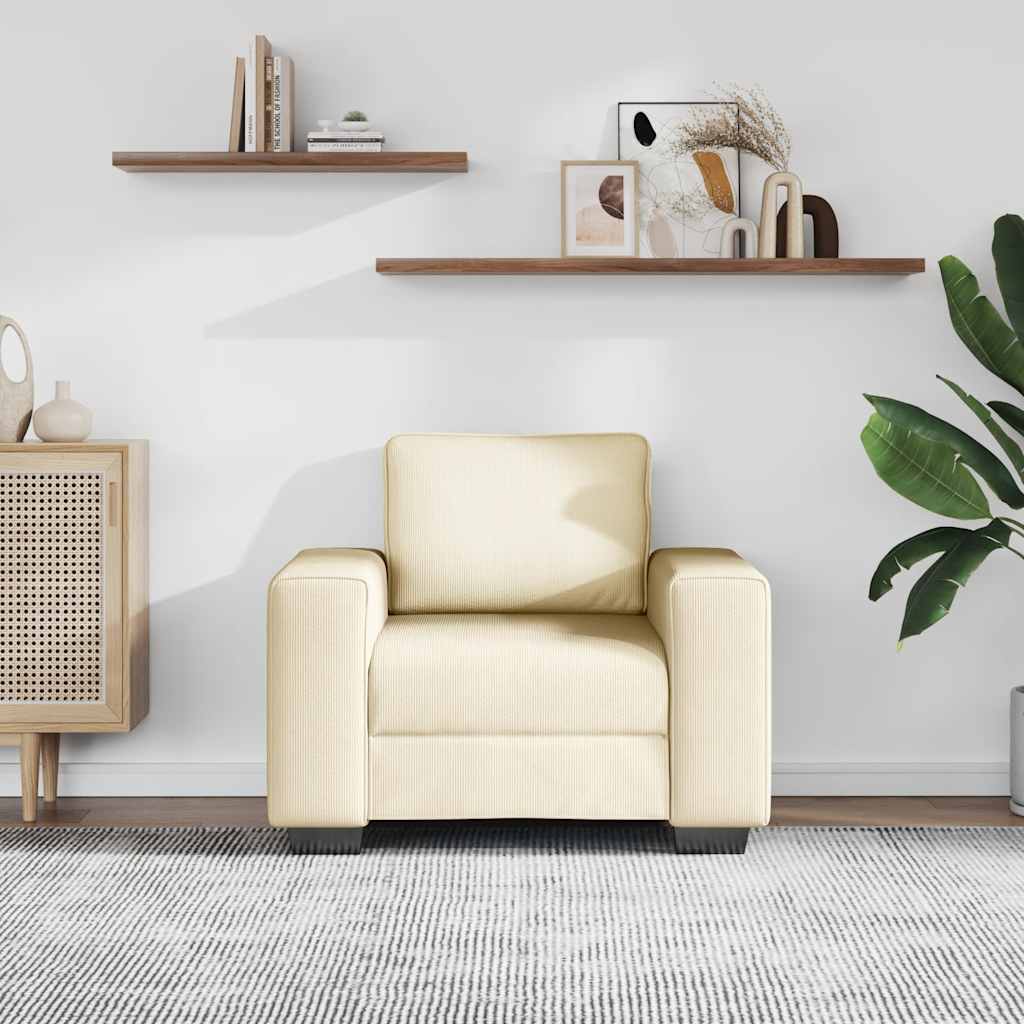 Poltrona 100x77x82 cm tecido corduroy creme