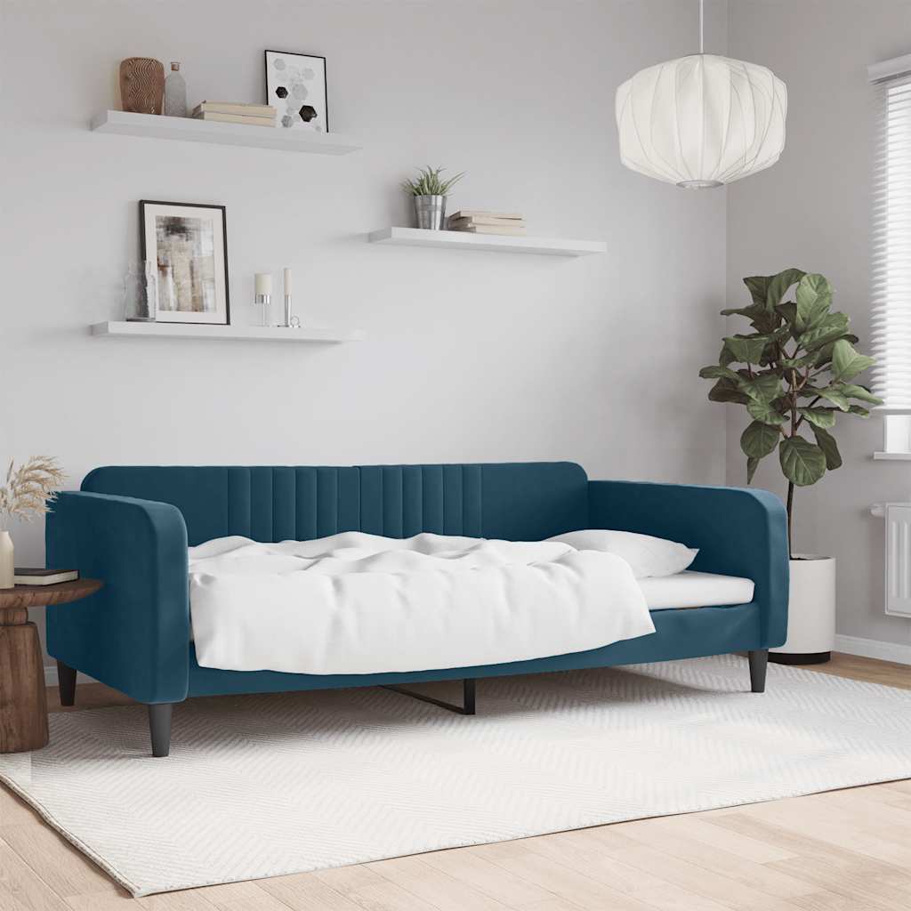 Sofá-cama 100x200 cm veludo azul