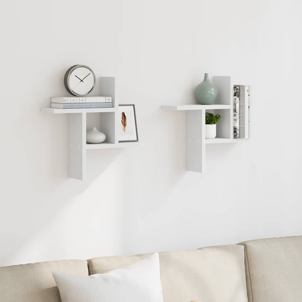Prateleiras de parede 2 pcs 38x12x38cm derivados madeira branco