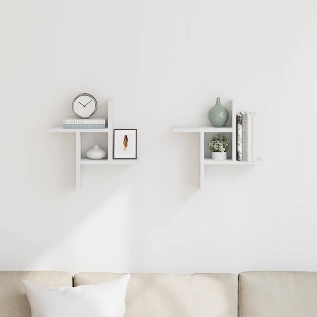 Prateleiras de parede 2 pcs 38x12x38cm derivados madeira branco