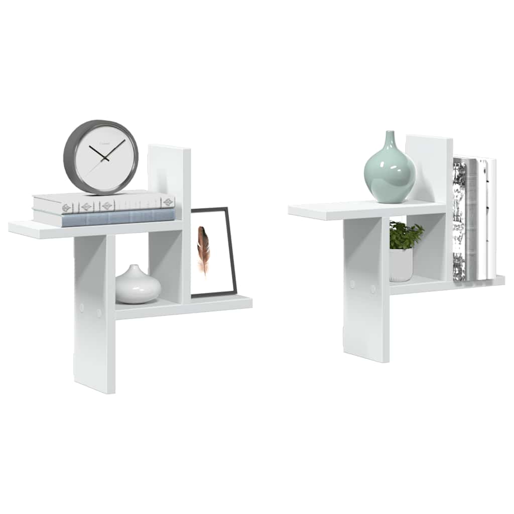 Prateleiras de parede 2 pcs 38x12x38cm derivados madeira branco