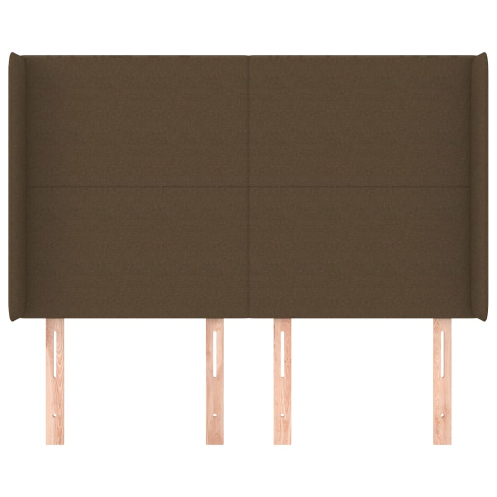 Cabeceira cama c/ abas tecido 147x16x118/128 cm castanho-escuro