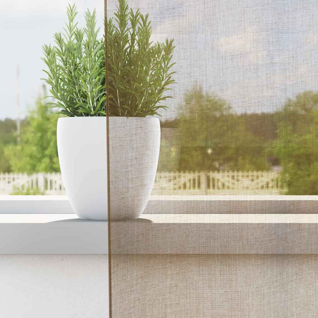 Cortinas de voile com laços 2 pcs castanho-claro 140x140 cm