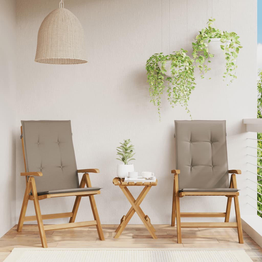 Cadeiras de jardim reclináveis c/ almofadões 2 pcs teca maciça