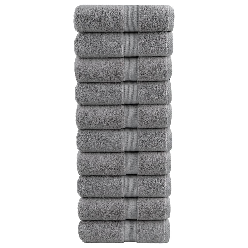 Toalhas de rosto premium solund 10 unidades cinza 30x30 cm 600 g/m²