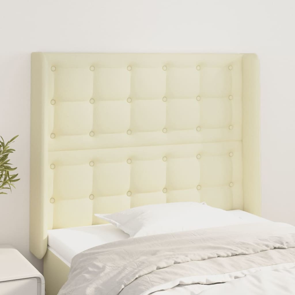 Cabeceira cama c/ abas couro artificial 103x16x118/128 cm creme