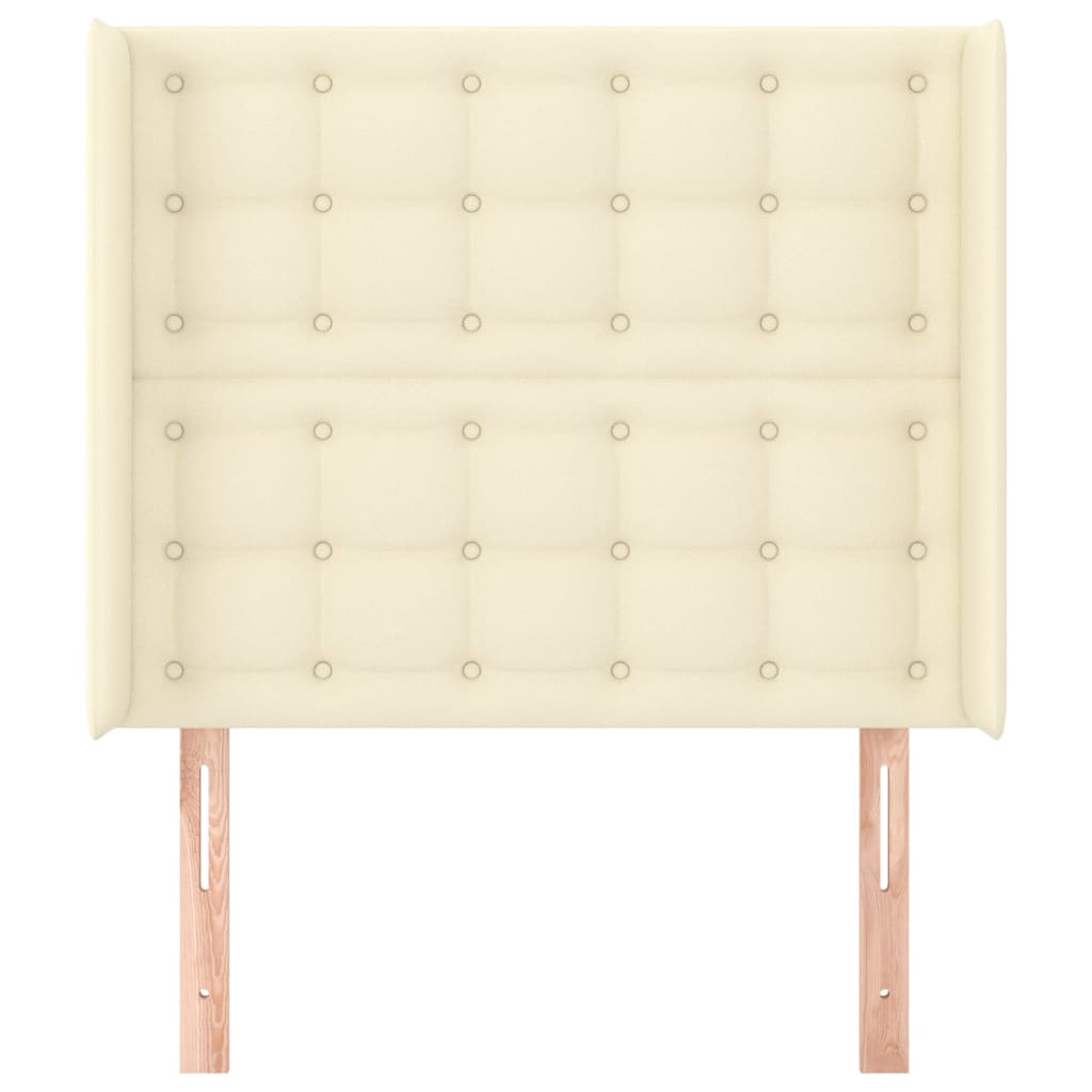 Cabeceira cama c/ abas couro artificial 103x16x118/128 cm creme