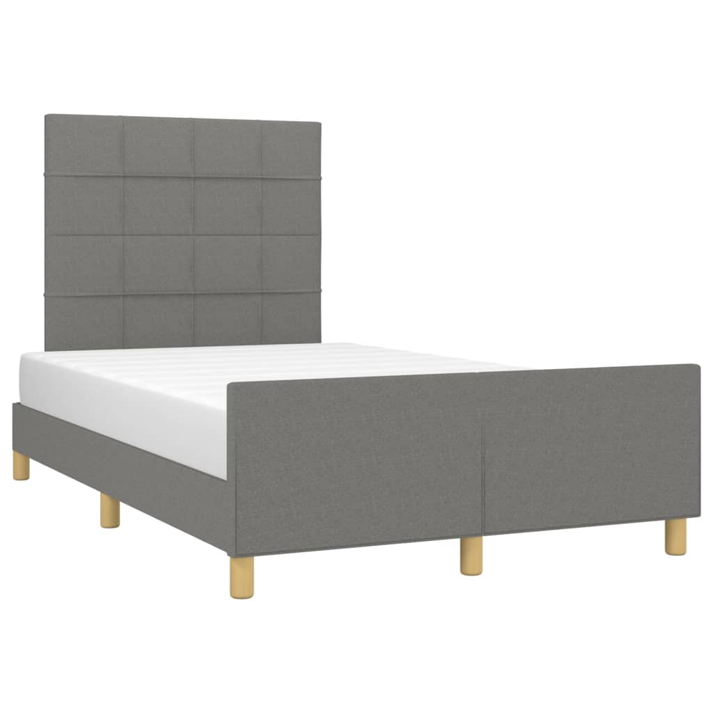 Estrutura de cama sem colchão 120x200 cm tecido cinzento-escuro