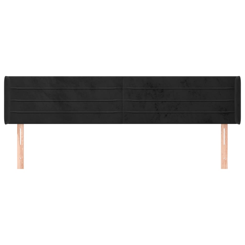 Cabeceira de cama c/ abas veludo 163x16x78/88 cm preto