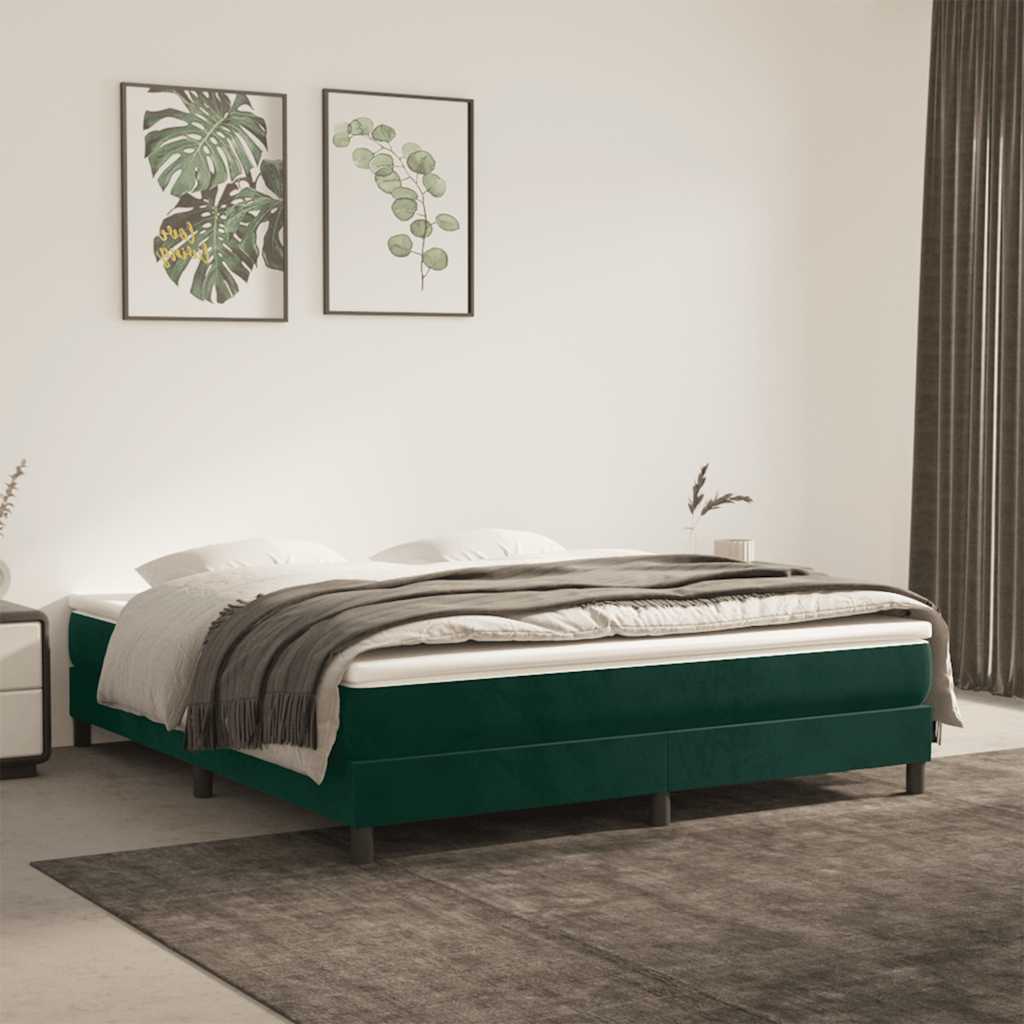 Estrutura de cama com molas 180x200 cm veludo verde-escuro