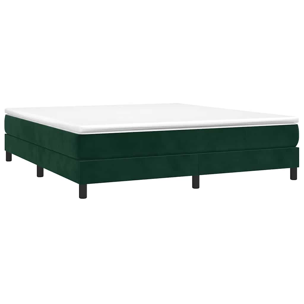 Estrutura de cama com molas 180x200 cm veludo verde-escuro