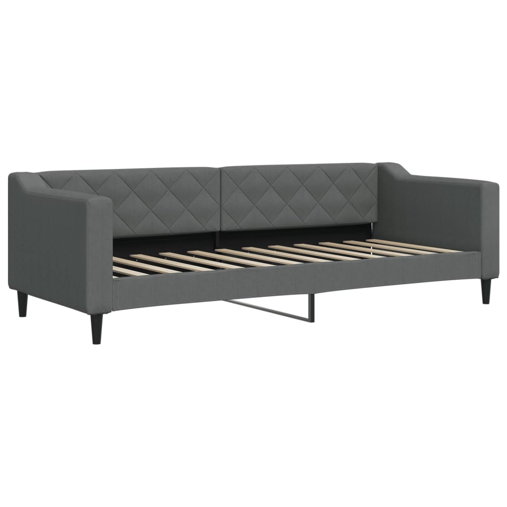Sofá-cama com colchão 80x200 cm tecido cinzento-escuro