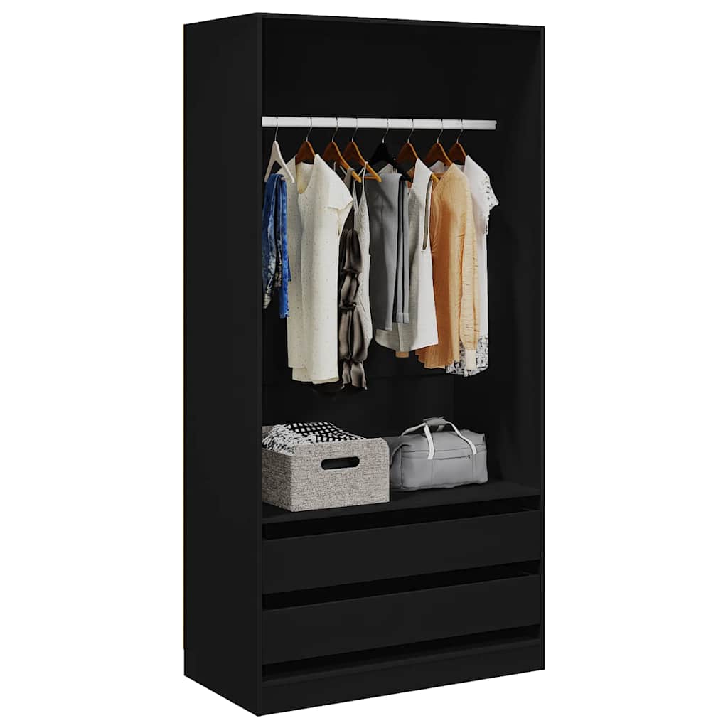 Roupeiro 100x50x200 cm derivados de madeira preto