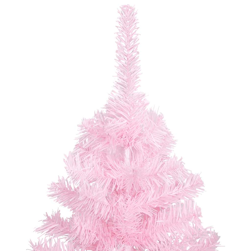 Árvore natal artificial pré-iluminada c/ bolas PVC rosa
